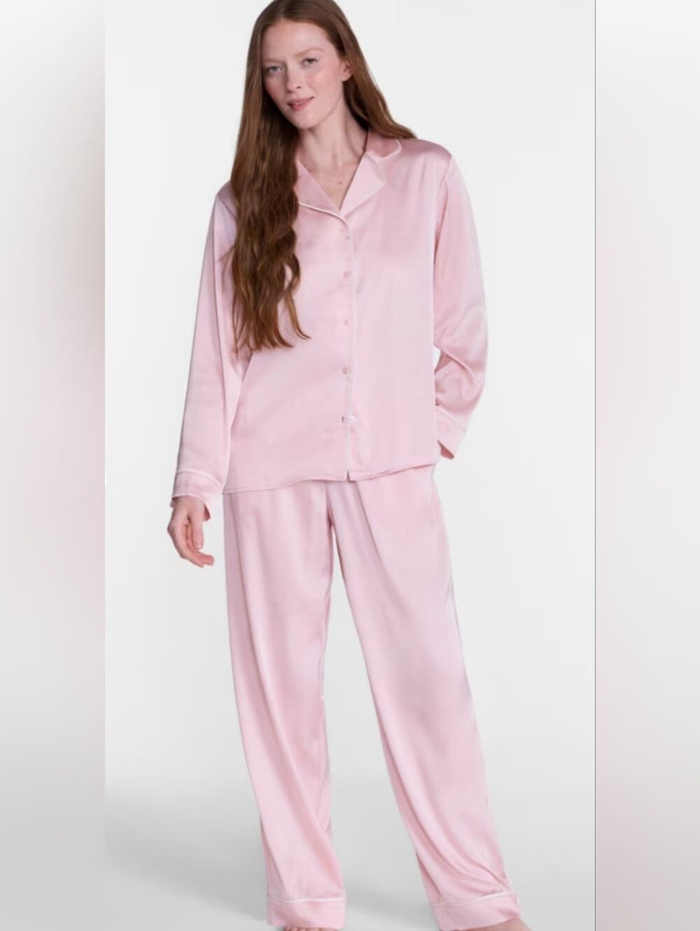 Joyspun Satin Pajama Set Blush Pink Size Medium NWOT